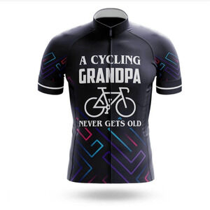 Racing Jersey Mens Cycling Gear Grandpa Never Gets Old Short Sleeve Blue 2XL Fun